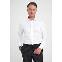 Efor Slim Fit %100 Pamuk Non Iron Kumaş Klasik Beyaz Gömlek Gk 734 Beyaz