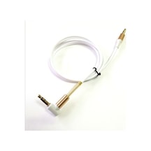 Electroon 3,5Mm Stereo Gold Jaklı Beyaz Silikon Aux Kablo 1Metre