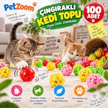 Erspetzoom 100&amp 39 Lü Çıngıraklı Kedi Topu Kedi Oyuncağı Renkli Sesli Oyun Topu Seti