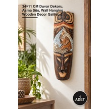 1 Adet Ahşap Duvara Asmalı Kumlu Mask 34 11 Cm Duvar Dekoru, Asma Süs, Wall Hanging Wooden Decor Galileo-8