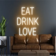 Eat Drınk Love Yazılı Neon Tabela Turuncu