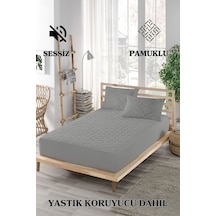 Mona Verde Alez Takımı %100 Pamuklu Sessiz 3 Parça Kapitoneli Yastık Alezli MNVAPFK00 Gri