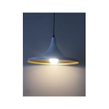 S Retro Beyaz Içi Sarı Metal Sarkıt Avize Rustik Avize 36 Cm Siyah