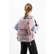 Ventis Qualty Okul Çantası Su Geçirmez Klinkır Kumaş Unisex Sırt Çantası Model 7d Pudra Pembe