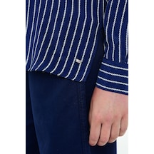 Tommy Hilfiger Kadın Çizgili Gömlek Lacivert
