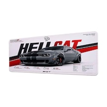 Dodge Hellcat 40x90 Cm Oyuncu Mousepad Kaymaz Taban Büyük Boy Mousepad Beyaz