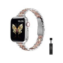 Apple Watch Uyumlu Jubilee İnce Çelik Kordon - 49/46/45/44/42/41/40/38mm Uyumlu - Apple Watch Se Series 3/2/1 & Watch Ultra 3/2/1 & Series 11-1 Çok Renkli