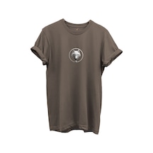 Kurt Ve Türk Özel Koleksiyon Serisi-8 Tasarım Baskılı %100 Pamuk T-shirt Kahverengi
