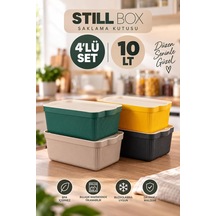 Tr 4516 Mix Still Box 4'lü Kapaklı Çok Amaçlı Saklama Kutusu Seti 10 Lt Mutfak & Buzdolabı Düzenleyici Kutu Genel