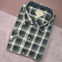 Eren Style Linen Keten Klasik %100 Cotton Kısa Kollu Terletmeyen Gömlek Yeşil