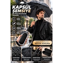 Kapsül Şemsiye Siyah Su İtici Kumaş Rüzgara Dayanıklı Hafif Ve Taşınabilir Tasarım Belirtilmemiş