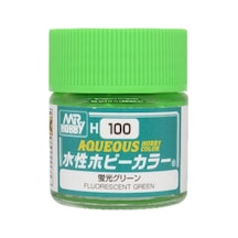 Mr.hobby H-100, 10 Ml. Fluorescent Green Aqueous Serisi Maket Boyası Standart