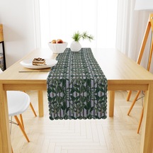 Zambak Desenli Turuncu Yeşil Dijital Baskılı Petek Dokuma Runner 40x140