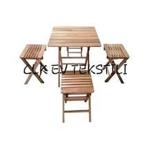 Clk-06 Katlanabilir Ahşap Tabure ve Piknik Masası Seti Katlanır Masa Kahverengi