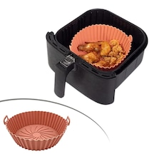 Lunaev Renkli Isıya Dayanıklı Yıkanılabilir Silikon Fırın Ve Airfryer Yuvarlak Model Pişirme Matı 20