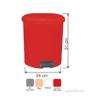 Garanti Metal 7139 Plastik İç Kovalı Yuvarlak Pedallı Çöp Kovası (40 Litre)