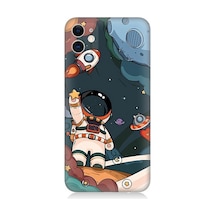 Apple Uyumlu iPhone 11 Silikon Kılıf Sevimli Astronot Uzay Macerası