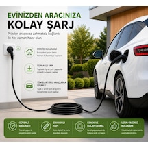 Evden Elektrikli Araba Şarj Uzatma Kablosu Topraklı%100 Bakır 3x2.5mm Siyah, 5 Metre Diger