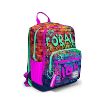 Coral High Pembe Lacivert Grafiti Yazılı Okul Sırt Çantası 23629