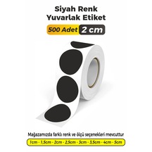 Siyah Renk Yuvarlak Kesim Sticker Etiket 2cm - 500 Adet Siyah