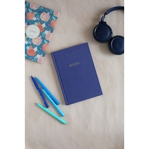 Bez Ciltli Defter / Çizgili Mavi