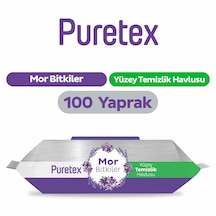 Puretex Yüzey Temizlik Havlusu Mor Bitkiler 100 Yaprak Beyaz