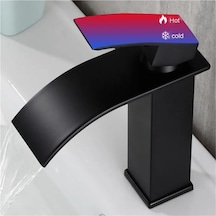 Novahub Şelale Lavabo Musluk Paslanmaz Çelik Sıcak Soğuk Siyah