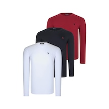 Üçlü Set T8588 Dewberry Yuvarlak Yaka Erkek Sweatshırt-siyah-beyaz-bordo Siyah-beyaz-bordo