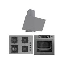 Ferre Fryart-Steamart SC Serisi Wok'lu Gri 3'lü  XE64CPR-SC408-D079 Ankastre Set