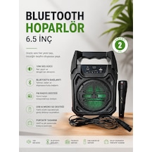Bluetooth Hoparlör Mikrofonlu Taşınabilir Ses Sistemi Fm Radyo, Usb, Sd Kart Ve Tws Özellikli - Lisinya