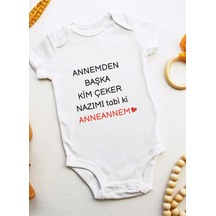 Tuğbababy Baby Anneanneye Özel Baskılı Bebek Body Zıbın Kız Erkek Beyaz
