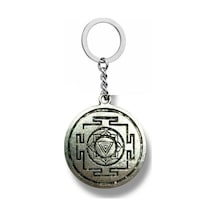 Kali Yantra Sembol Figürlü Metal Anahtarlık Gümüş Renk Spiritüel Unisex Aksesuar