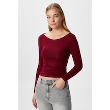 Ritnice Kayık Yaka Need Uzun Kollu Bordo Soft Top / Bluz Bordo