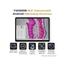 10.5 İnç Dokunmatik Ekranlı 4k Mikroskop Kamerası 8mp- Android 11, Hdmı, Usb, Lan, Dahili Ölçüm Yazılımı
