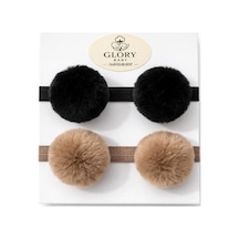 Kız Çocuk Bebek Ponpon Bandana 2'li Set Siyah-kahve Siyah-kahve