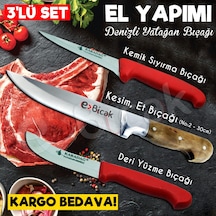 Yatağan El Yapımı Kurban Kasap Et Bıçağı Seti-1 (3'Lü Bıçak Seti)