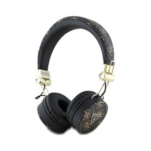 Guess Lisanslı Pu Desenli Metal Üçgen Logolu Kulak Üstü Bluetooth Kulaklık Kahverengi