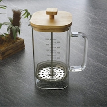 Tohana Bambu Kapaklı Cam French Press 350 ML Filtre Kahve Bitki Çayi 60KRM.THN68109