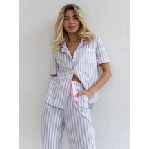 Marfawomen Pantolon Ve Gömlekli Pijama, Ev Kıyafeti 107684089 Gri