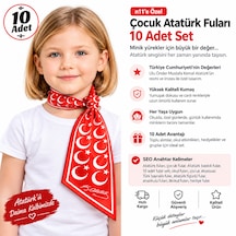 Mavi Masal 0 Adet Çocuk Atatürk Fuları Seti Atatürk Baskılı Çocuk Fular Türk Bayraklı Ayyıldızlı Fular Kırmızı