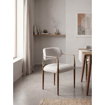 Elegance Kolçaklı Metal Mutfak Sandalyesi Ceviz