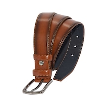Süzer Deri 3.5 Cm. Klasik Suni Deri Dikişli Model Erkek Kemer Taba Taba