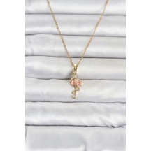 316l Çelik Zincir Gold Renk Flamingo Model Kadın Kolye Karışık Renk