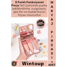 Makyajfırçası 5 Parça Fiber Kıl Profesyonel Şık Kutu Tasarım Hediyelik Aynalı Makyaj Fırçası Seti