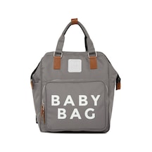 Bagmori Baby Bag Baskılı Cepli Anne Bebek Bakım Sırt Çantası Gri