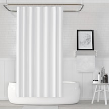 Beyaz Banyo Perdesi Tek Kanat 180x200 Cm Polyester Kumaş Duş Perdesi Su Geçirmez Banyo Duş Perdesi Küvet Perdesi Beyaz Düz Renk Banyo Perdesi Siyah