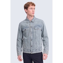 Hatemoğlu Gri Slim Fit Bebe Yaka Kot Ceket