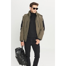 Altınyıldız Classıcs Erkek Hakı Standart Fit Normal Kesim Kapüşonlu Dik Yaka Yan Cepli Casual Mont Haki
