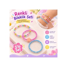 Renkli Boncuklu Çocuk Bileklik Seti - 3'lü, Çiçek Figürlü, Kız Çocuk Takı