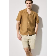 Defacto Regular Fıt Polo Yaka Tencel Kısa Kollu Gömlek G8083ax26smbn610 Kahve-bn610
